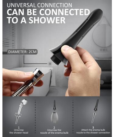 PropoDusche 245ML Enema Kit | Anti Back-Flow | Shower Tube Compatible | Silicone Douche for Constipation | Vaginal Cleaner for Men & Women (Black) - Buy Online on GoSupps.com