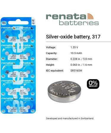 Renata Batteries 317/SR516SW Watch Battery (5 Pack) - Durable Long-lasting International Shipping Available - Buy Online on GoSupps.com