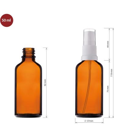 Handsunity 50ml Amber Glass Spray Bottle Set - 6 Pack with White Atomizer & 17 Accessories for Pharmacy Use - Buy Online on GoSupps.com