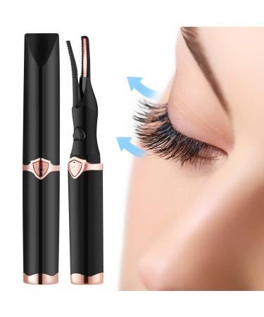 Heated Eyelash Curlers, 2 in 1 Eyelash Curler with Comb, 3 Temperature Modes for Fast Curling & Long-Lasting, USB Rechargeable(Black) Plastic