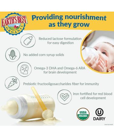 Earth's Best Organic Low Lactose Sensitivity Infant Formula 32oz - Milk-Based Powder with Iron - Buy Online on GoSupps.com