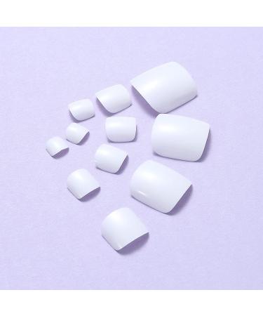 Handcess Square Glossy White False Toe Nails - 24 PCS Full Cover Artificial Stick-On Nail Tips for Women & Girls - Buy Online on GoSupps.com