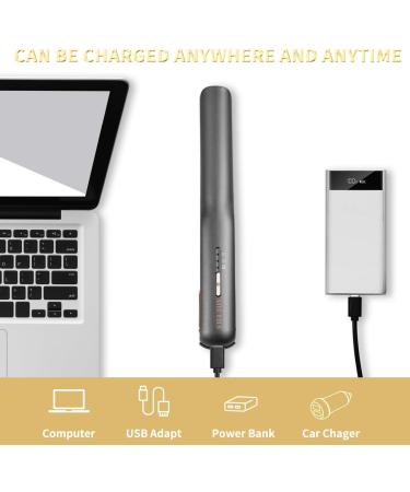 Cordless Hair Straightener - Portable Flat Iron Fast Heating Adjustable Temperature Type-C Rechargeable Mini Travel Size (Grey - Buy Online on GoSupps.com