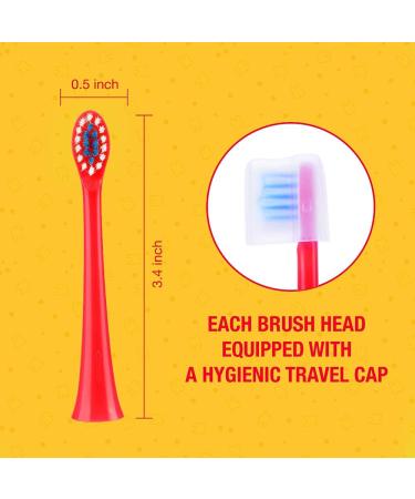 4-Pack Replacement Toothbrush Heads for Sonic V200 Kids Electric Toothbrushes - End-Rounded Soft Bristles, 7X More Plaque Removal, Comfortable & Efficient Clean Teeth - Perfect for Kids - Buy Online on GoSupps.com