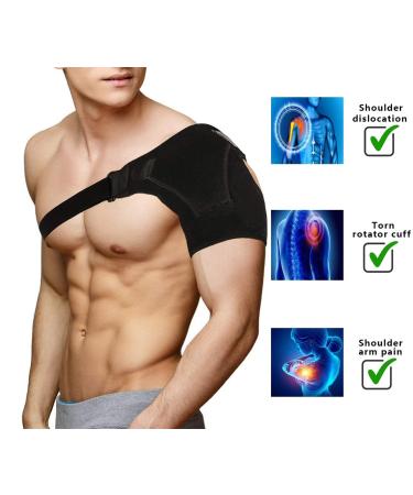 Shoulder Brace for Torn Rotator Cuff & Dislocation - Pain Relief Support Wrap - Adjustable Sling - Black - Buy Online on GoSupps.com