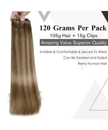Buy Laavoo Clip-In Real Hair Extensions | Brown Balayage Ombre & Golden Blonde #8/16/8 - 7pcs 105g 50cm - Buy Online on GoSupps.com