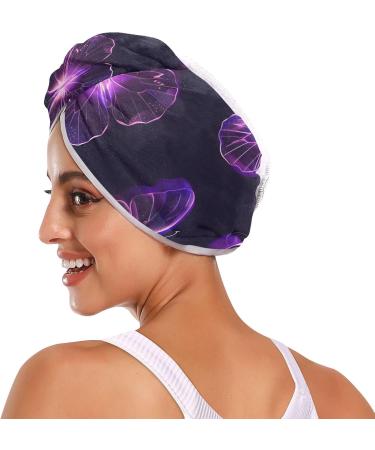 Purple Butterfly Hair Towel 2 Pack | Super Absorbent Quick-Dry Hair Turbans for Women & Girls - Buy Online on GoSupps.com