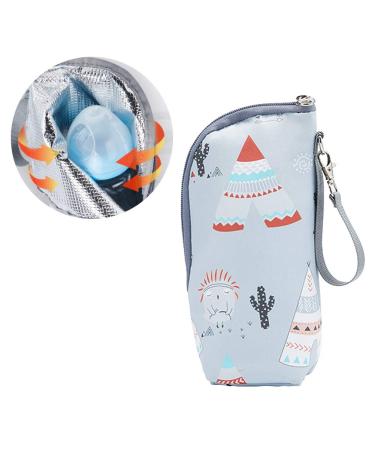 LaMure Cartoon Milk Bottle Insulation Bag Warmer Travel Bag Portable Hangable Breast Milk Water Storage Baby Feeding Bottle Travel Insulation Bag Blue 22x8 cm (Pack of 1)