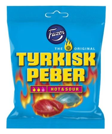 Fazer The Original Tyrkisk Peber Hot & Sour Finnish Caramel Hard Salmiak Salmiac Salty Liquorice Candy Bag 150g