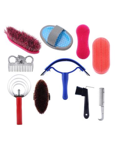 Professional 10-Pc Vier Horse Brush Set - Equestrian Grooming Kit for Horse Cleaning & Care - Buy Online on GoSupps.com