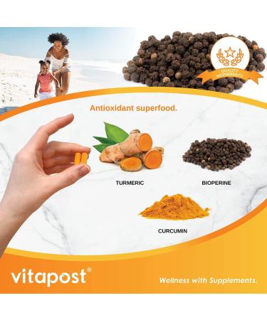 VitaPost Turmeric Curcumin Plus: Joint & Muscle Support with BioPerine - 60 Capsules - Buy Online on GoSupps.com