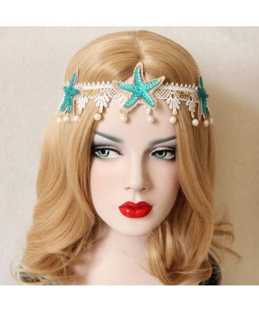 Lurrose Starfish Pearl Headband | Elastic Lace Hairband for Girls & Women - International Shipping Available - Buy Online on GoSupps.com