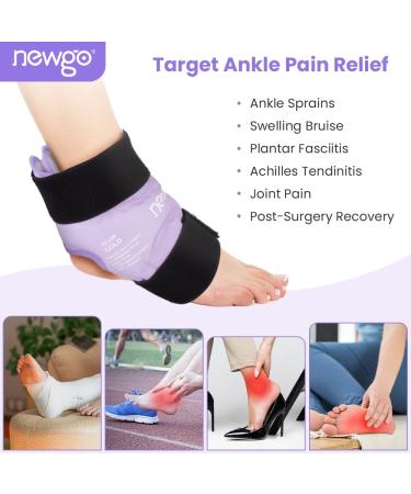 Newgo Fleece Ankle Cooling Pads & Belt | Pain Relief Socks for Swelling & Injuries - Violet Purple - Buy Online on GoSupps.com