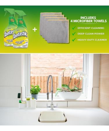 Fantastik Lemon Scent Multi-Purpose Cleaner Spray 32 oz Bundle - 6-Pack with Microfiber Cloth - Powerful Multi-Surface Disinfectant for Grease & Grime | Spotless Home Solutions - Buy Online on GoSupps.com