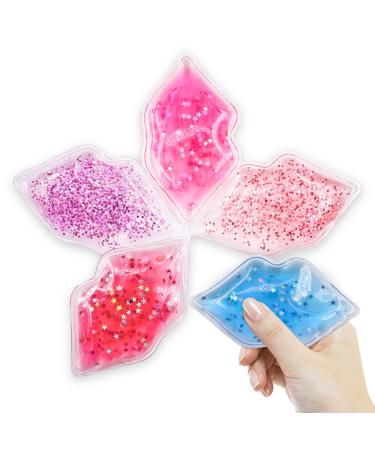 Lip Ice Pack Mini Small Gel Ice Pack for Lip Filler After Care Lip Shape Ice Bag for Cosmetic Lip Cold Pack Minimize Swelling Bruising 5 Count (Heart) (Star) (Star) (Star)