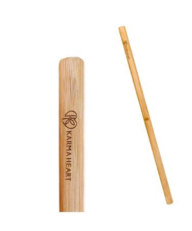 Karma Heart Pranayama Yoga Stick (2ft 2in) - Natural Bamboo Stretch Bar for Back Posture - Mobility Stick, Stretch Stick, Exercise Stick for Stretching - Multipurpose Posture Pole and Stretching Stick