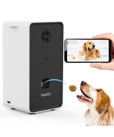 Iseebiz Pet Camera Treat Dispenser, 2 Way Audio Talk Listen, 1080P Night Vision Cat Dog Cam, App Control Tossing, Wall-hanging, Multi Devices Login, Compatible with Alexa, Play with Your Dogs and Cats Black