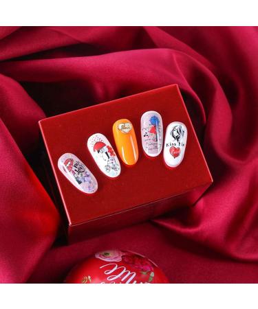 Conijiwadi 12 Sheets/Set Women Girls Lip Heart Nail Decal Valentine's Day Cartoon Nail Art Transfer Sticker Wraps DIY Decals - Buy Online on GoSupps.com