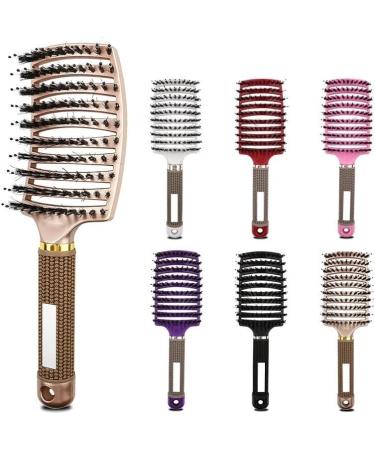 Hair Brush Scalp Massage Comb Hairbrush Bristle Nylon Women Wet Curly Detangle Hair Hairdressing Styling Tools Brush for Salon Black - Buy Online on GoSupps.com
