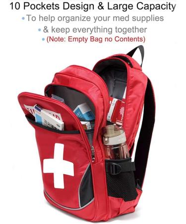 Camoredy Red First Aid Bag - Waterproof Medical Backpack for Travel, Camping, Hiking - Empty Trauma Kit for First Responders - Multi-Pocket Emergency Backpack - Buy Online on GoSupps.com