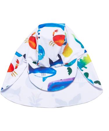 BONVERANO Baby Boy All-in-one Sunsuit/Swimsuit UPF 50+ Sun Protection with Cap, 12-18 Months - White Fish - Buy Online on GoSupps.com