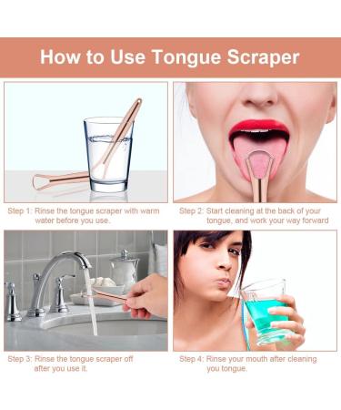 Acwoo Stainless Steel Tongue Cleaner - 2 Pack Tongue Scrapers with Handles for Adults | Effective Oral Care Against Bad Breath (Rose Gold) - Buy Online on GoSupps.com