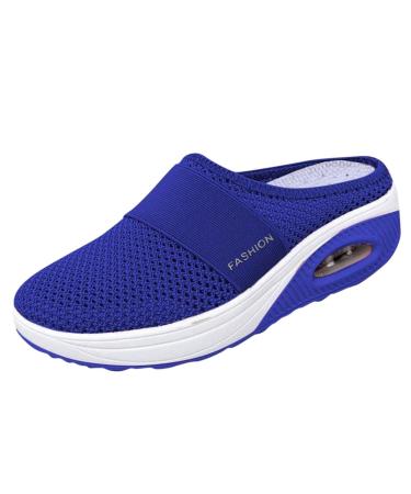 Outdoor Cushion Orthopedic Diabetic Casual Support Shoes Walking with Air Comfort Arch Walking Slip-On Knit Women's Casual Shoes Flats Women Casual Blue 10