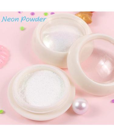 Aooba Nail Chrome Powder- Mirror Laser Nail powder Neon Powder Aurora Powder Titanium Metal Powder Nail Art Decoration With Nail Sponge Brushes (Neon Powder) - Buy Online on GoSupps.com