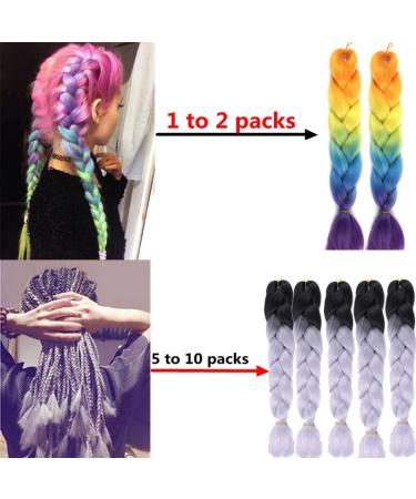 Fanfyfyu Ombre Braiding Hair - 3 Pack Kanekalon Jumbo Braid Extensions | 24 Inch Synthetic Hair for Box Braids (Peach-Marineblau) - Buy Online on GoSupps.com
