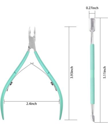 Ejiubas Cuticle Trimmer & Pusher Set - Professional Grade Stainless Steel Nipper, Remover & Cutter for Pedicure & Manicure - Green - Buy Online on GoSupps.com