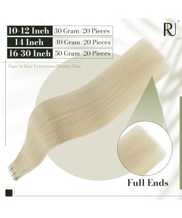 Runature Real Hair Tape Extensions - Blonde 35 cm 20 Pieces 40g - Smooth Straight Hair #60 - Buy Online on GoSupps.com