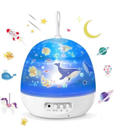Night Light Kids Star Projector Light Biaoyu 4 Themes 8 Lighting Modes 360 Degree Rotating for Baby Nursery Kid Room Decor Gift for Boys and Girls- White