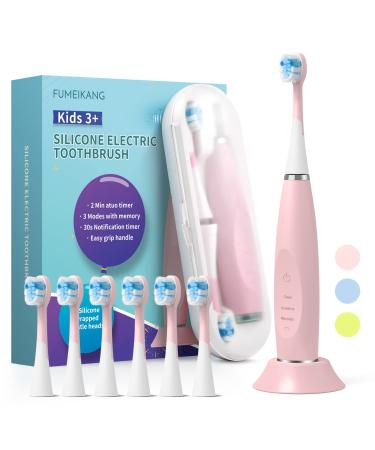 FUMEIKANG Kids Electric Toothbrushes Sonic Rechargeable Tooth Brush for Boys and Grils Smart Timer Power Toothbrush - Pink 3 4 5 6 7 8 9 10 11 12