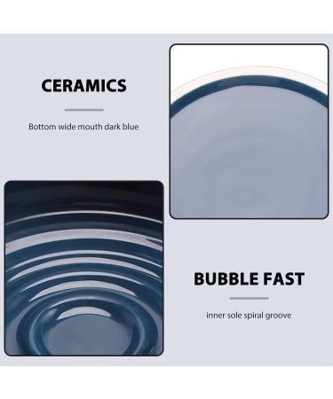 KMKO Ceramic Men's Shaving Mug Bowl Cup Thread Bottom Wide Mouth for Shave Brush and Shaving Soap Dark Blue - Buy Online on GoSupps.com