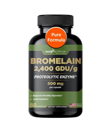 Gade Nutrition Bromelain Supplement in Capsules | Bromelain 2,400 GDU/g - 500mg per Capsule - Digestive Enzymes & Joint Support Supplement Proteolytic Enzymes for Digestion Fresh Pineapple Source