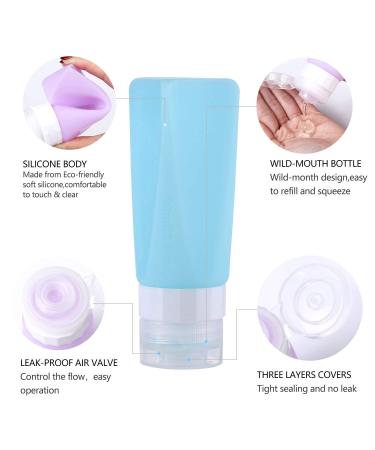 Leak Proof TSA Approved Travel Bottles Set - 3 oz Silicone Refillable Containers for Toiletries - Multicolor - Buy Online on GoSupps.com