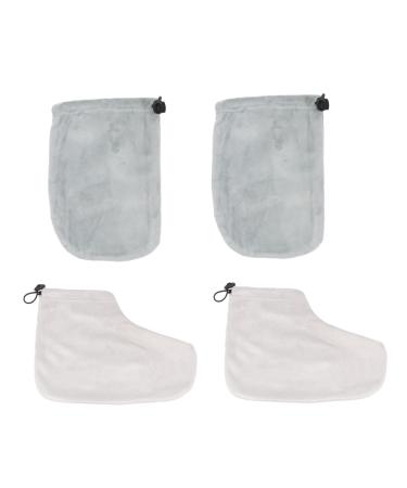 minkissy 2 Pairs Gloves Reusable Paraffin Pedicure Paraffin Glove Paraffin Wax Foot Cover Spa Wax Bath Treatment Liners Cloth Paraffin Bath Mitts Feet Bags Kit Comfortable Insulation Cotton