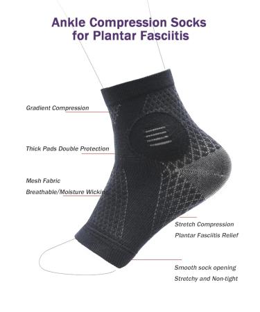 Ankle Support Braces & Compression Sleeves for Plantar Fasciitis Relief - Sport Socks for Men & Women (Black+Grey Large - Buy Online on GoSupps.com
