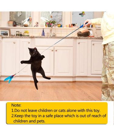 12 PCS Feather Teaser Cat Toy 2 Pcs Retractable Interactive Cat Teaser Rods 10 Pcs Replacement Colorful Feather Refills with Bells Feather Dangler Funny Exercise for Indoor Cat Kitten Catcher - Buy Online on GoSupps.com