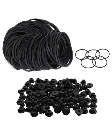 Rubber Bands and Grommets Nipples - Usiriy 400Pcs Rubber Bands and Grommets Nipples Elastic Rubber Loops Grommets Nipples Stretchable Black