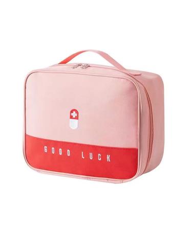 Travel Medicine Bag Pill Bottle Organizer Storage Pouch Medication Carrying Case Carrier for Traveling Medical Supplies Medications Pills Bottles Vitamins Supplements Prescription (Pink)