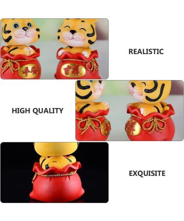 ORFOFE Digital Dash 4 Pcs Year of The Tiger Bobble Head Ornament Blush Office Resin Number Red Fengshui Statue Red 1x4pcs 6X6X9.5CMx4pcs - Buy Online on GoSupps.com