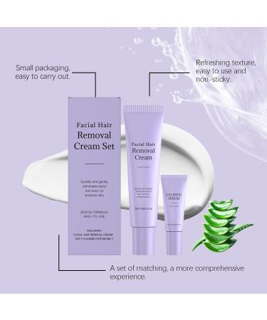 YUNFAX Facial Hair Removal Cream 40 ml Cream + 5 ml Soothing Serum Gentle Formula for Sensitive Skin Fast and Painless Hair Remover for Upper Lip Chin Sideburns All Skin Types 5 5 pcs - Buy Online on GoSupps.com