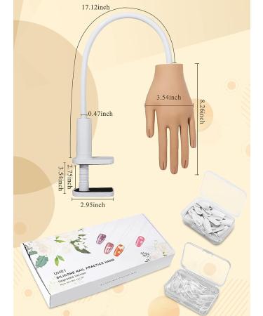 Silicone Practice Hand for Acrylic Nails with 200PCS Nail Tips - Flexible Fake Nail Mannequin Hand for Nail Practice - Buy Online on GoSupps.com