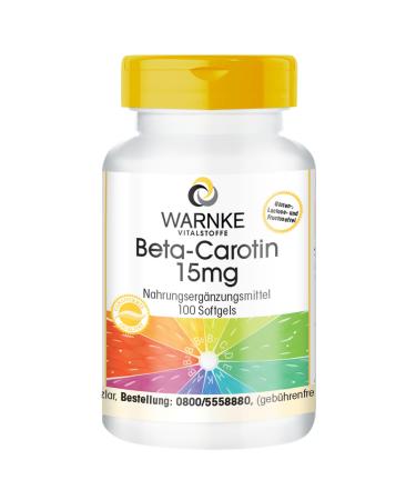 Beta Carotene 15mg - 100 softgels for 100 days carotenoid provitamin A | Warnke Vitalstoffe - German pharmacy quality