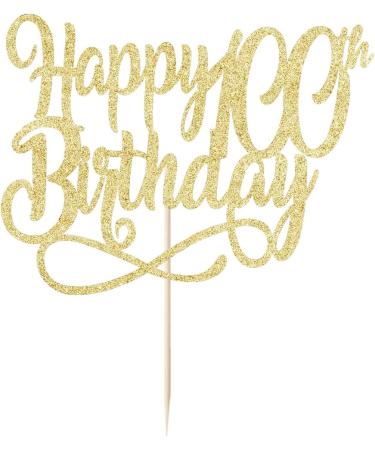 Qertesl Gold Glitter Happy 100th Birthday Cake Topper Cheers to 100 Years happy 100th Birthday Cake Topper 100th Anniversary Cake Topper men and women 100 years old happy birthday Party Decoration Gold100 - Buy Online on GoSupps.com