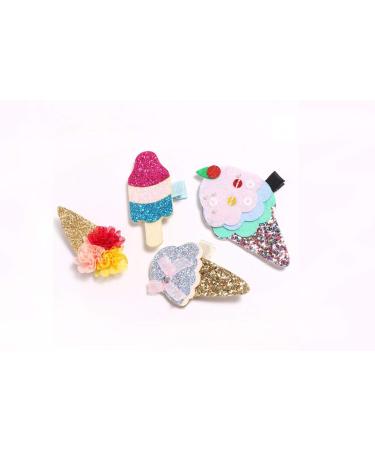 5PC Shiny Ice Cream Hair Clips Ponytail Holders Barrettes Hair Jewelry - Handmade Accessories for School and Daily Wear (Random Color) - Buy Online on GoSupps.com