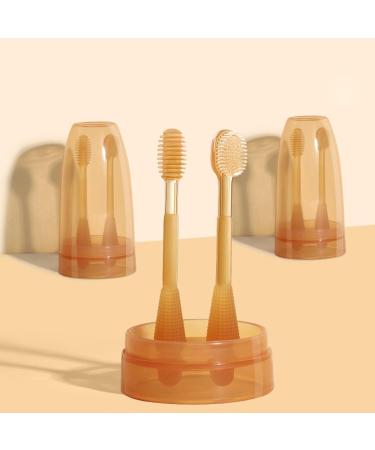 Silicone Baby Toothbrush Set | First Toddler Toothbrush & Tongue Cleaner for 0-18 Months | Non-Slip Tooth Massage Brush with Dust Protection - Buy Online on GoSupps.com