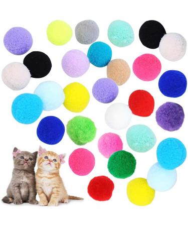 VOVIGGOL 30pcs 3CM 10 Colors Cat Toy Balls Soft Kitten Pompom Toys Indoor Cats Interactive Play Quiet Ball Cat Balls for Crafts DIY Creative Crafts Decorations 30pcs Cat Balls Quiet