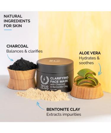ZEUS Clarifying Face Mask with Charcoal & Bentonite Clay | Detox Facial Mask for All Skin Types | Made in USA - 4 oz - Buy Online on GoSupps.com